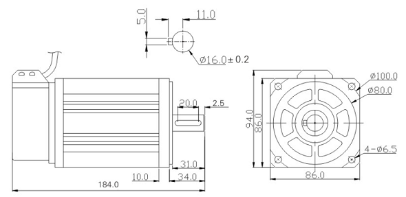 750W motor dimensions